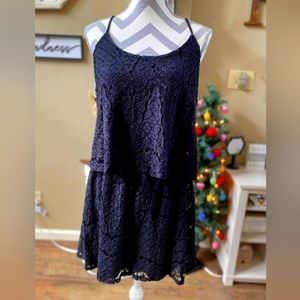 Plus size XXL black macrame lace Romper